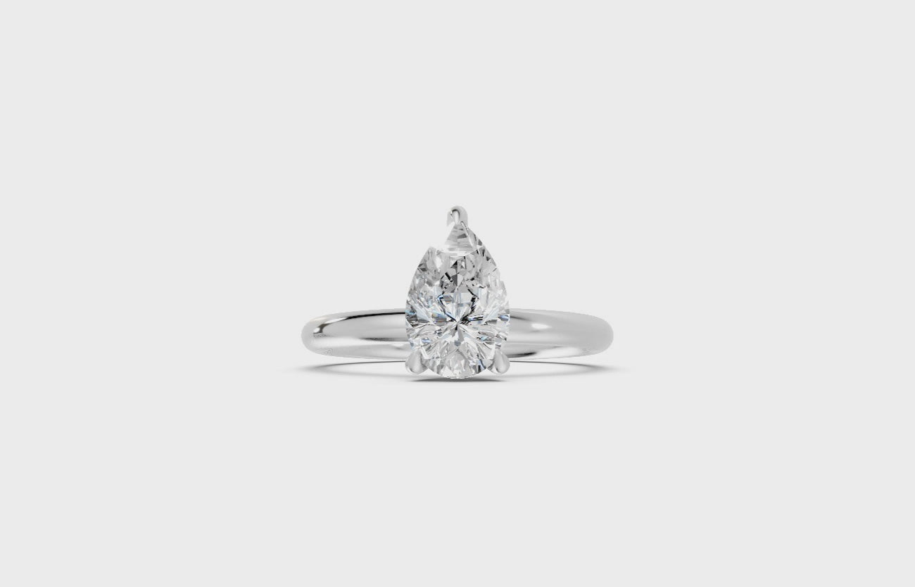 Hidden Halo Pear Diamond  Ring - R137