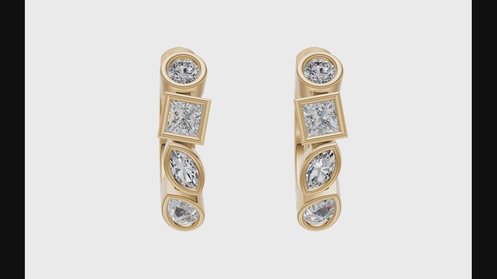 0.56ct Multi Stone Diamond Hoop Earrings - ER28