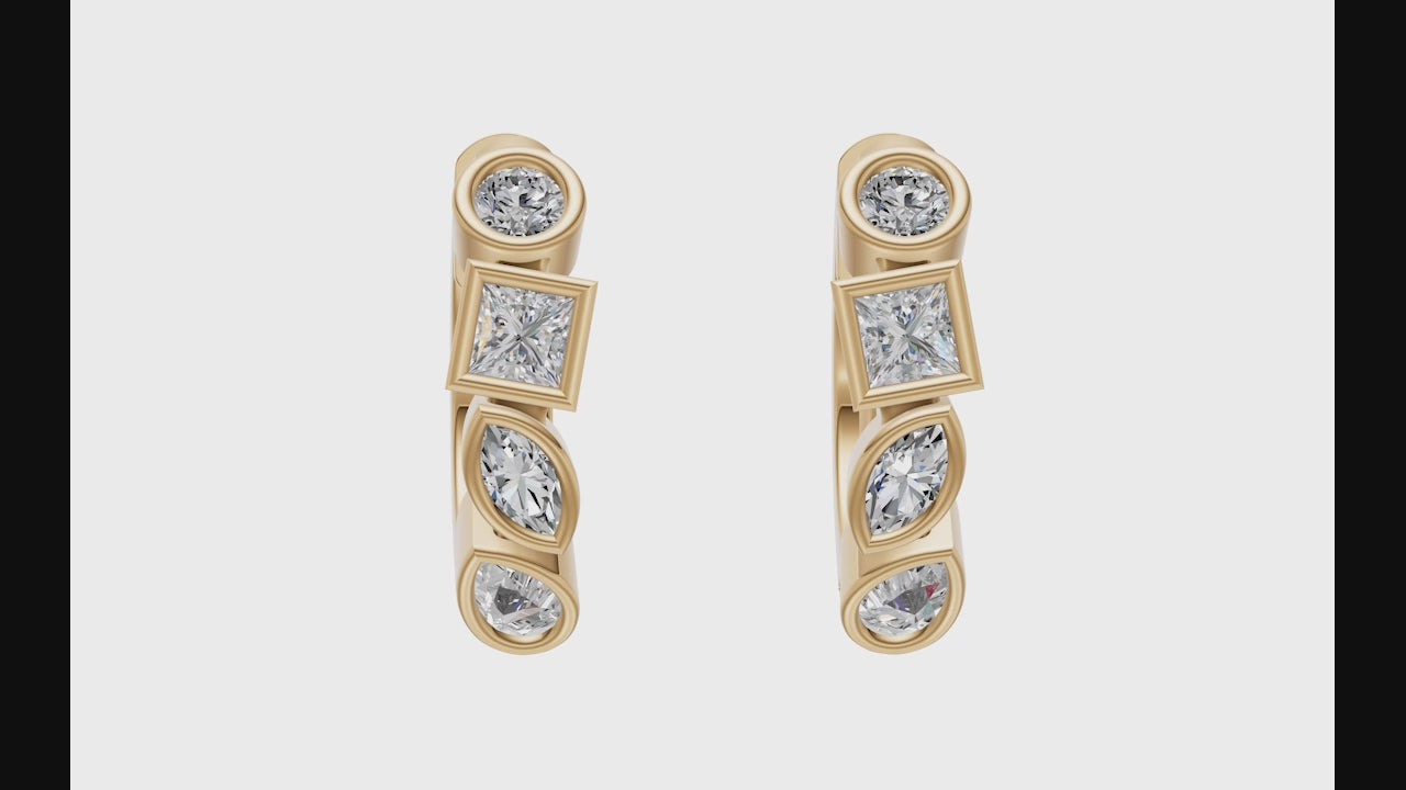 0.56ct Multi Stone Diamond Hoop Earrings - ER28