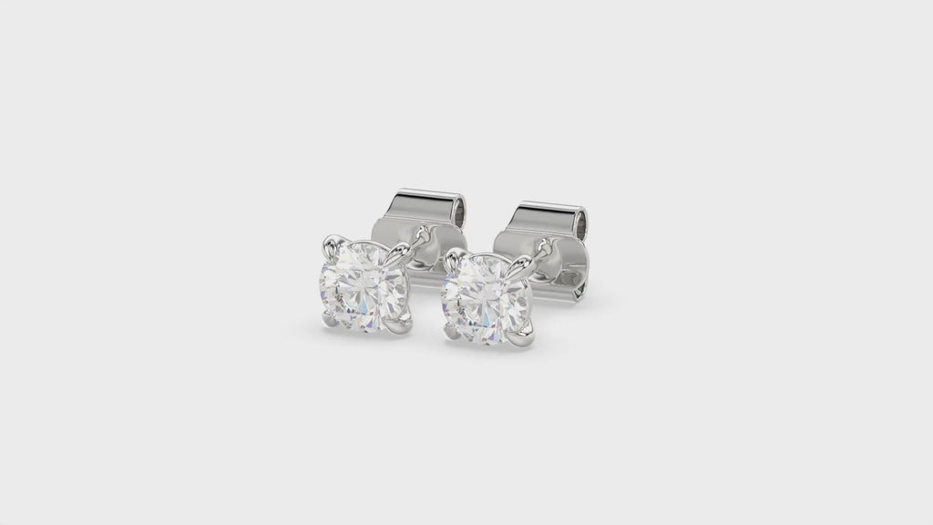 Round Brilliant Cut Diamond Stud Earrings - Butterfly Back - ER10