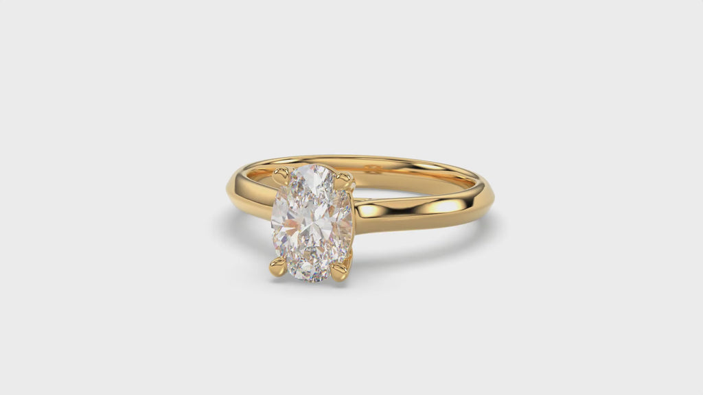 Solitaire Knife Edge Oval Diamond Ring - R170