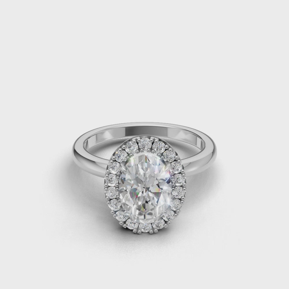 Oval Diamond Halo Ring - R111