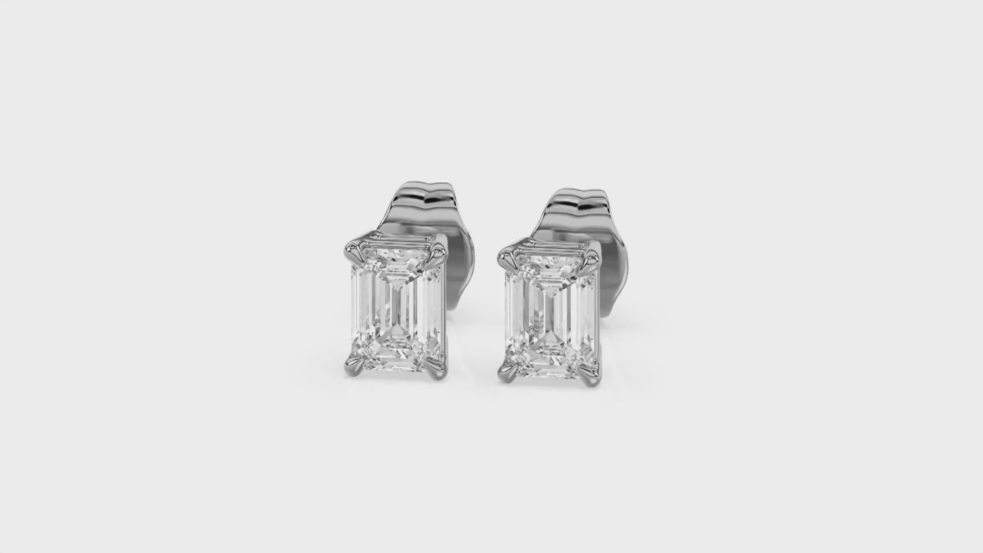 Emerald Brilliant Cut Diamond Stud Earrings - Butterfly Back - ER18