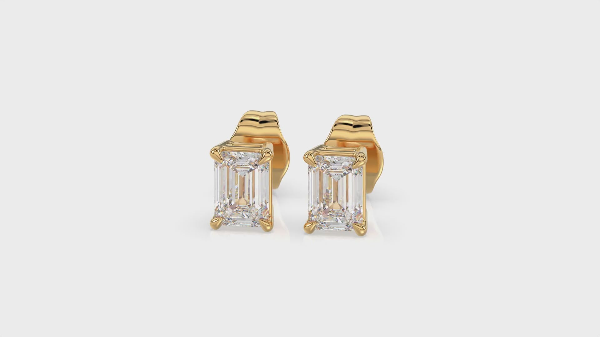 Emerald Brilliant Cut Diamond Stud Earrings - Butterfly Back - ER18