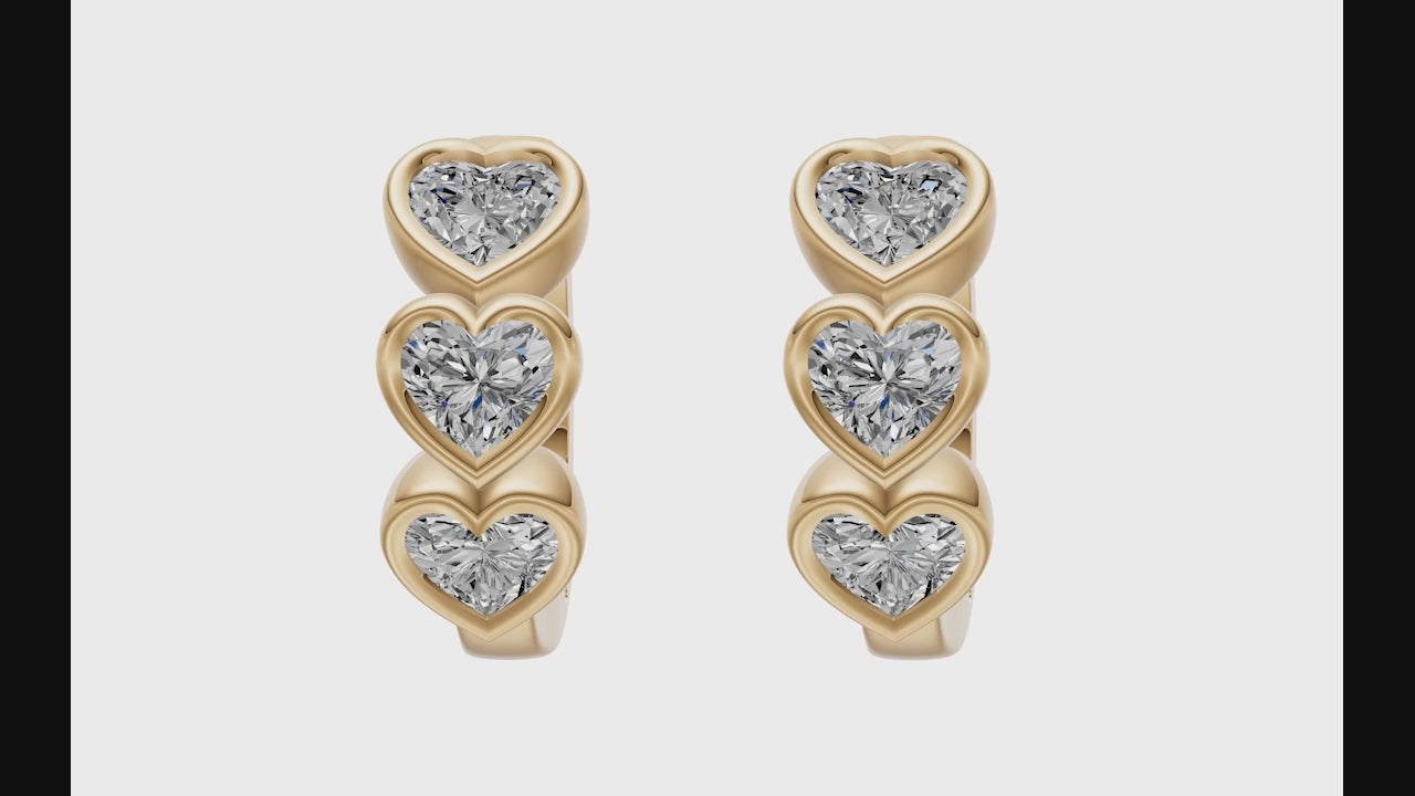 0.90ct Heart Diamond Hoop Earrings - ER27
