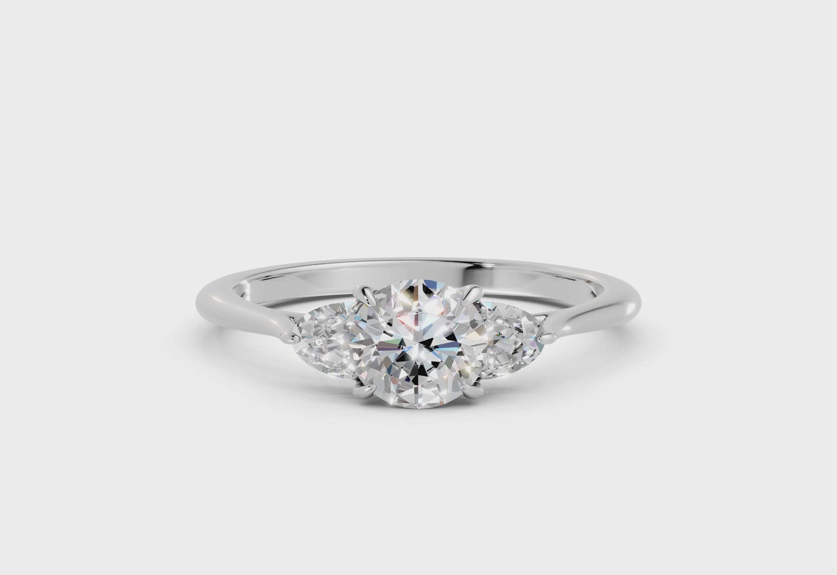 Oval & Half Moon Diamond Trilogy Ring - R145